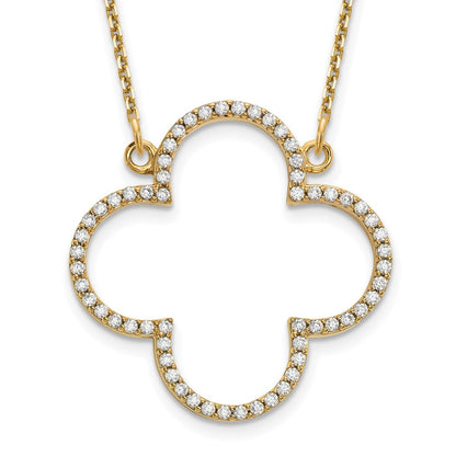 14k yellow gold medium real diamond quatrefoil design necklace xp5051vs