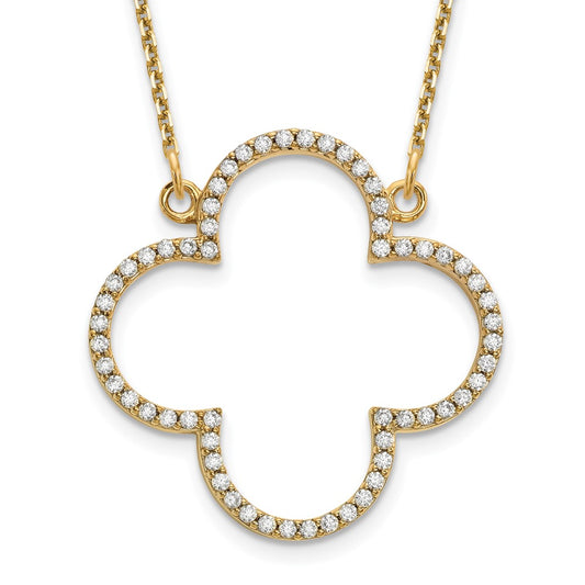 14k yellow gold medium real diamond quatrefoil design necklace xp5051aa