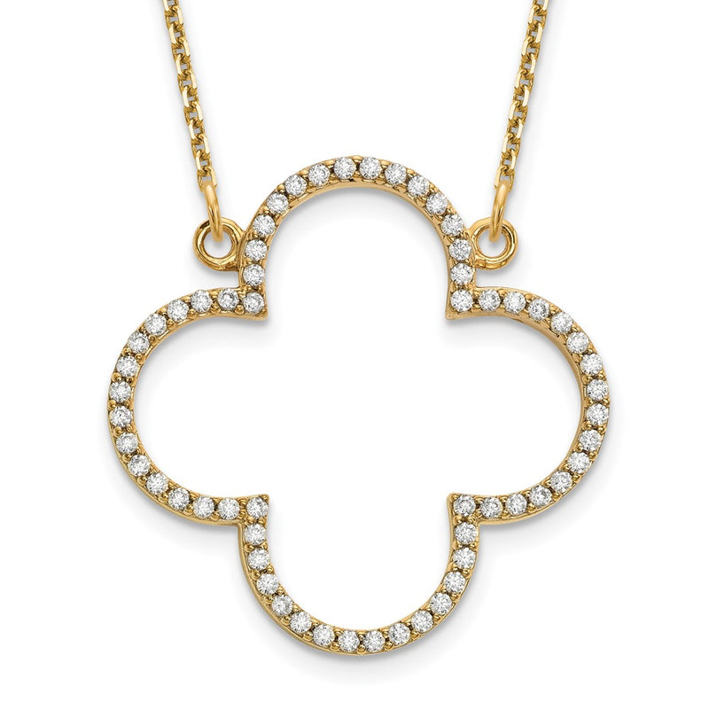 14k yellow gold medium real diamond quatrefoil design necklace xp5051aa