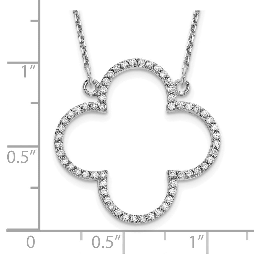 14k white gold medium real diamond quatrefoil design necklace xp5051wvs