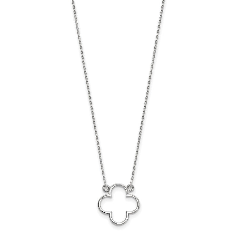 14k White Gold Small necklace Quatrefoil Design