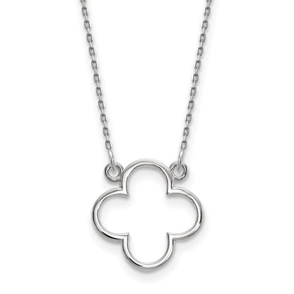 14k White Gold Small necklace Quatrefoil Design