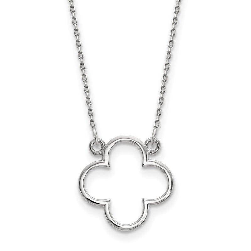 14k White Gold Small necklace Quatrefoil Design