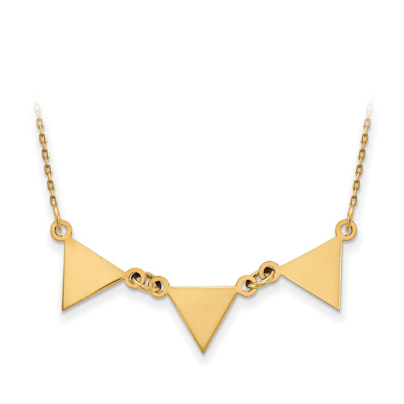 14k Yellow Gold 3 Attached Triangle Necklace
