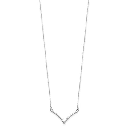 14k White Gold V Necklace