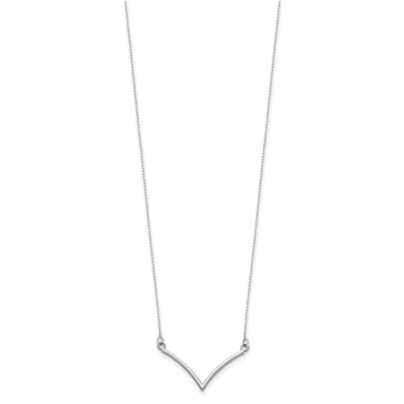 14k White Gold V Necklace