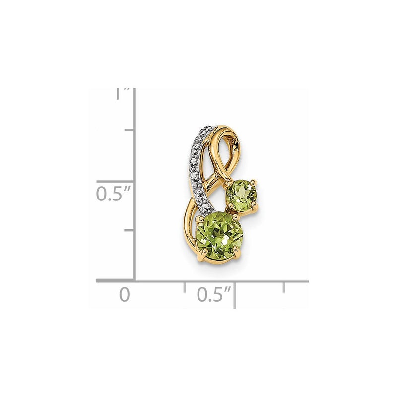 14K Yellow Gold w/ Peridot & Real Diamond Polished Pendant