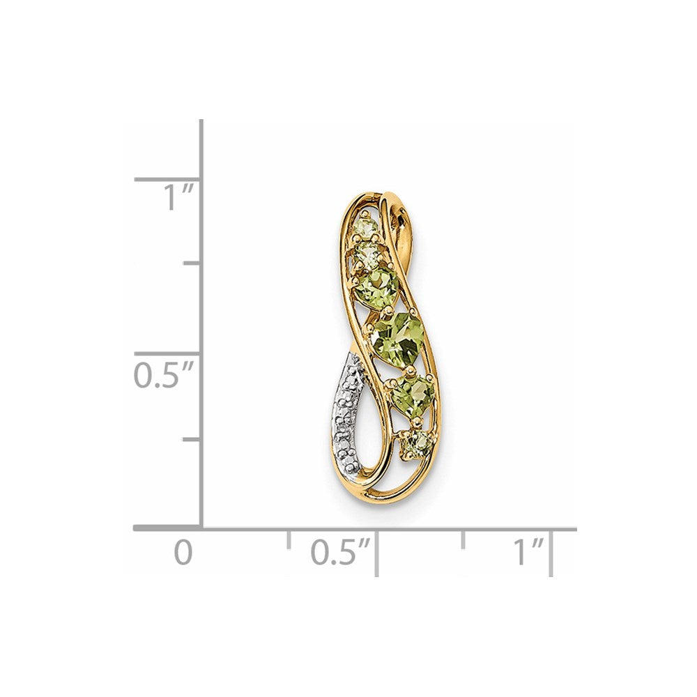 14K Yellow Gold w/ Peridot & Real Diamond Polished Pendant
