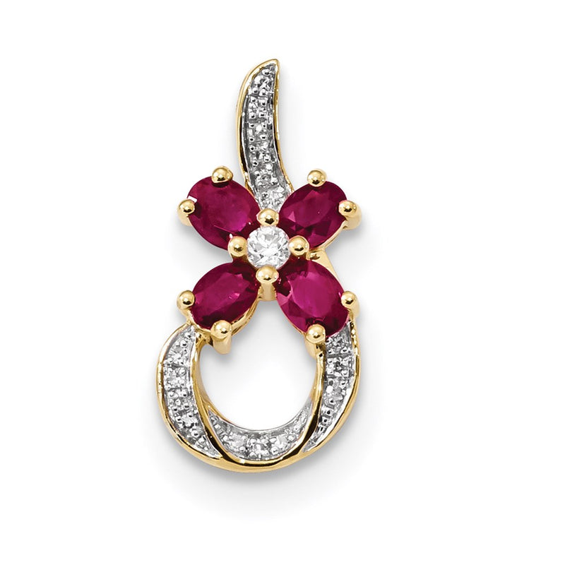 14k yellow gold real diamond and ruby floral slide xp5064r a