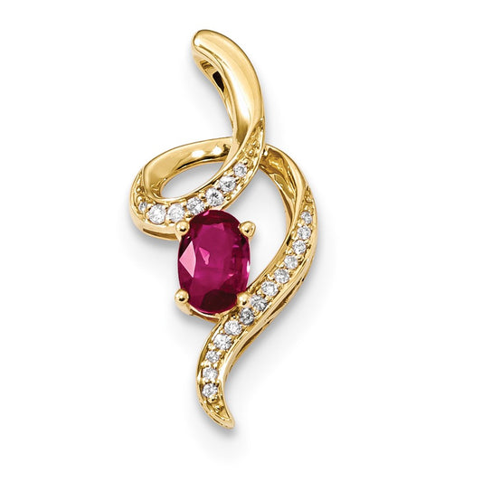 14k Gold with Ruby and Diamond Pendant