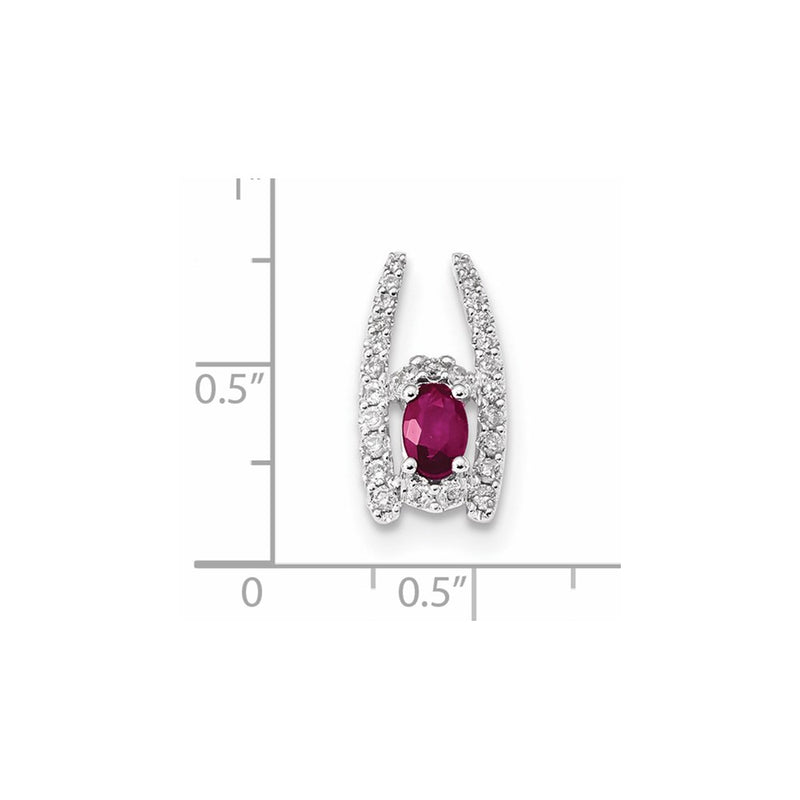 14k White Gold Diamond and Ruby Polished Chain Slide