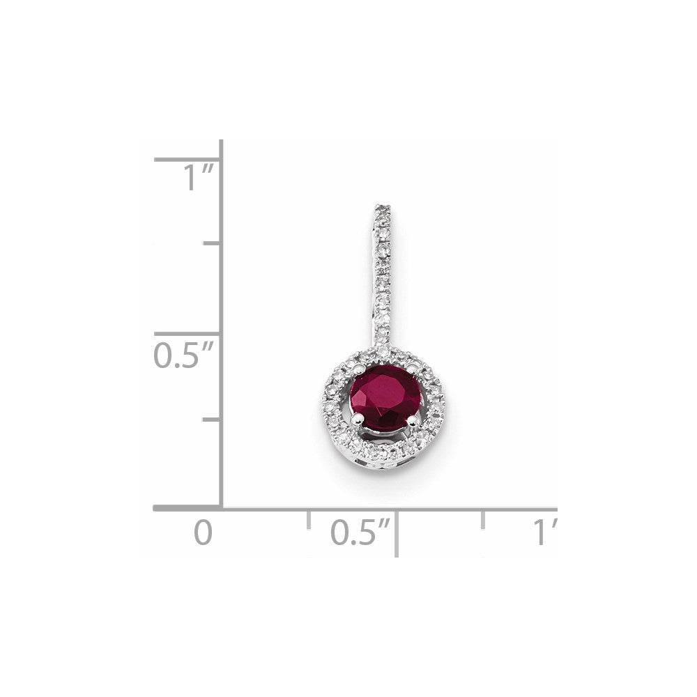14k White Gold Diamond and Ruby Pendant