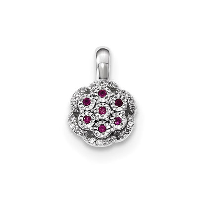 14k White Gold Diamond and Ruby Pendant