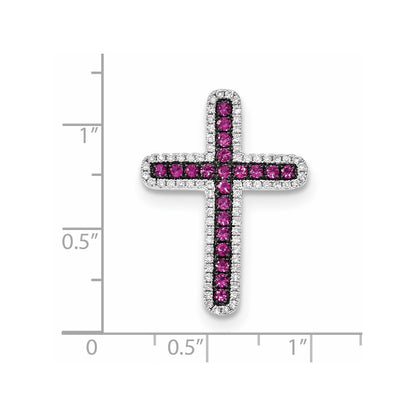 14k White Gold Diamond and Ruby Cross Slide