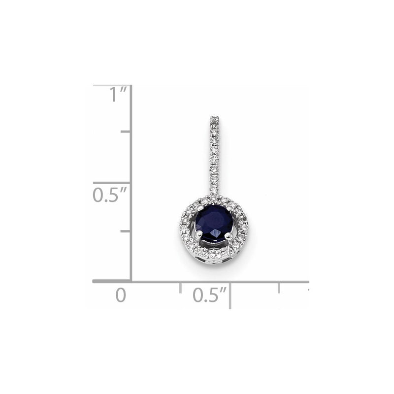 14k White Gold Real Diamond & Sapphire Pendant