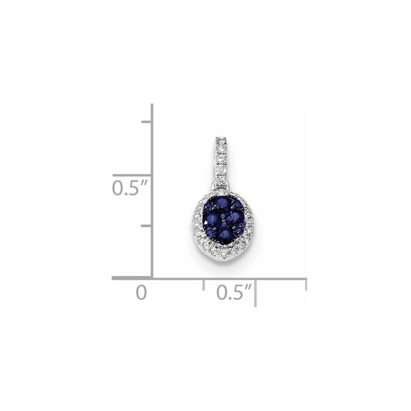 14k White Gold Real Diamond and Blue Sapphire Pendant