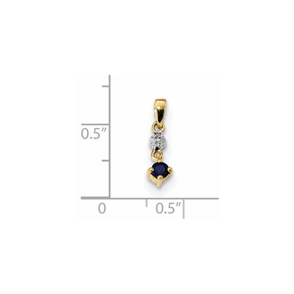 14K Gold with Diamond and Sapphire Polished Pendant