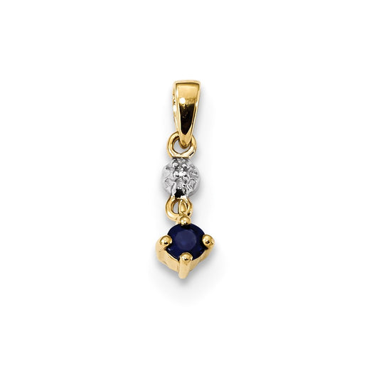 14K Gold with Diamond and Sapphire Polished Pendant