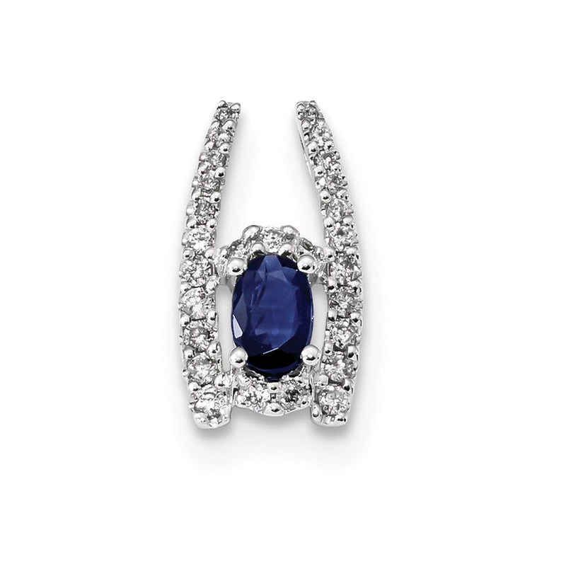 14k White Gold Diamond and Sapphire Polished Chain Slide
