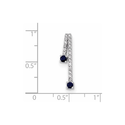 14k White Gold Diamond and Sapphire Polished Chain Slide