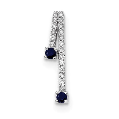 14k White Gold Diamond and Sapphire Polished Chain Slide