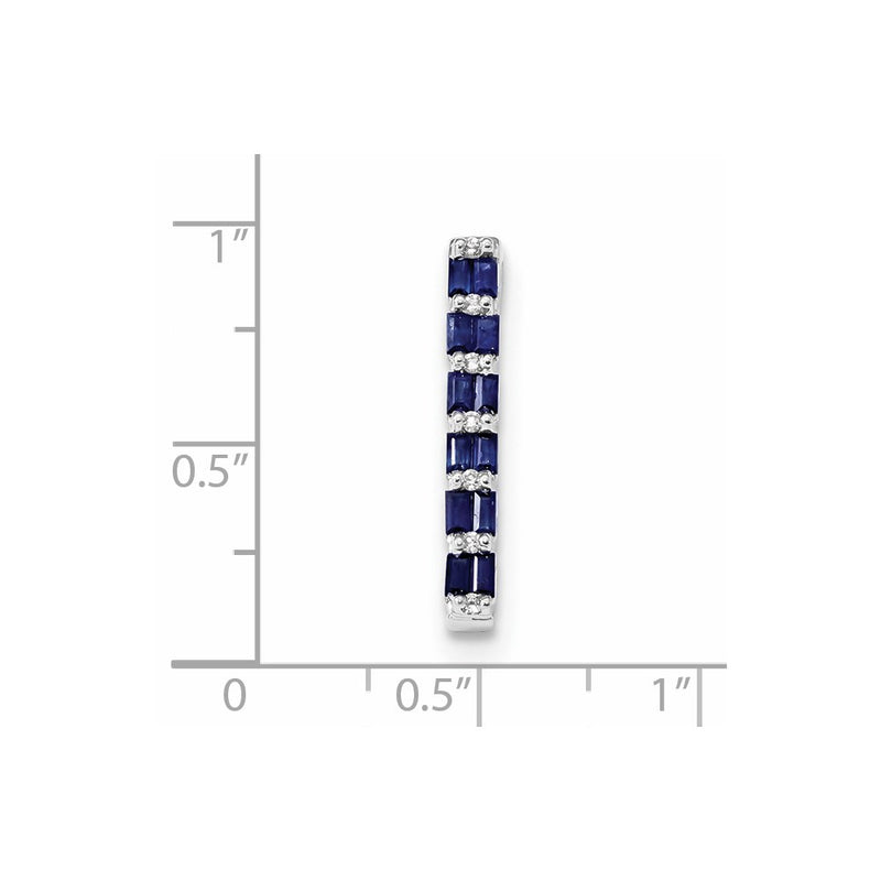 14k White Gold Real Diamond and Sapphire Chain Slide