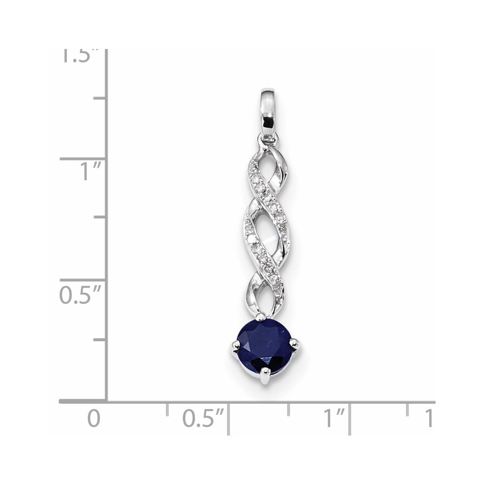14k White Gold Diamond and Sapphire Twist Pendant