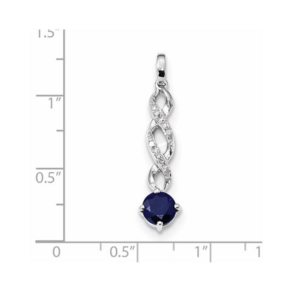14k White Gold Diamond and Sapphire Twist Pendant