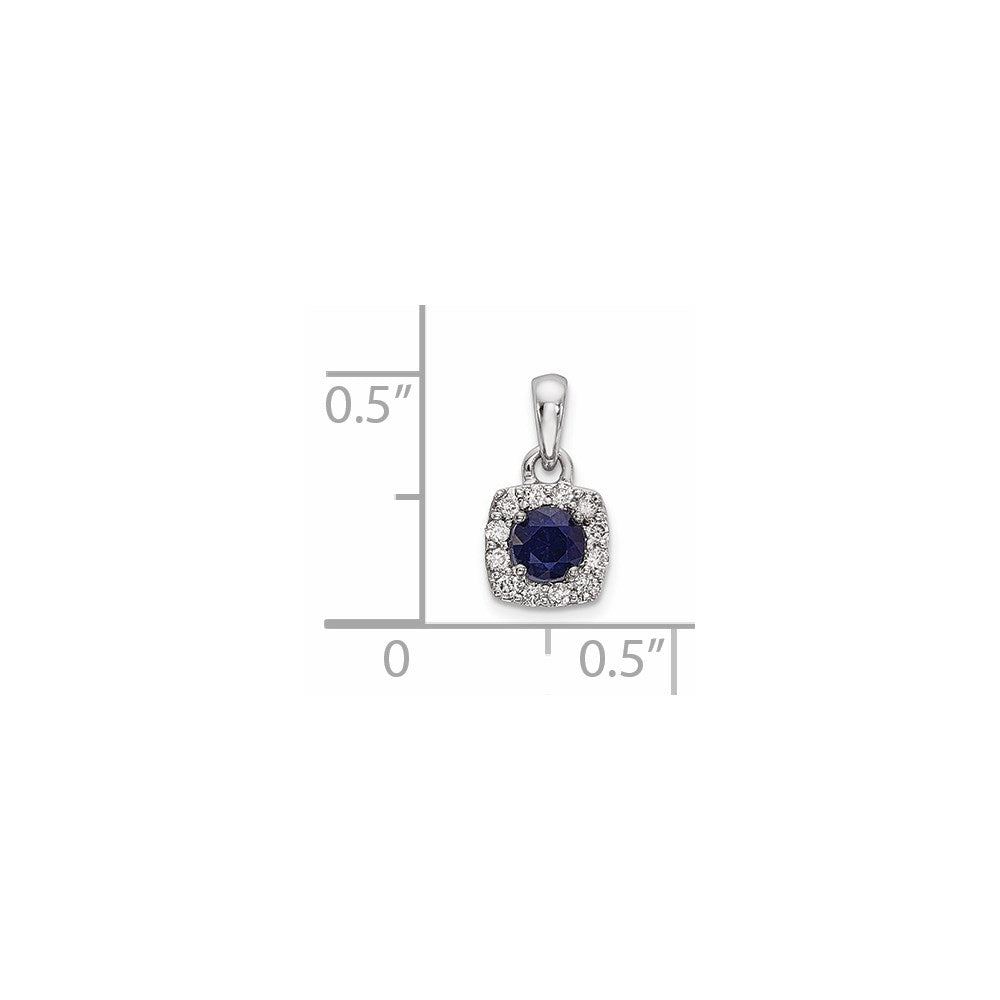 14k White Gold Real Diamond & Sapphire Pendant