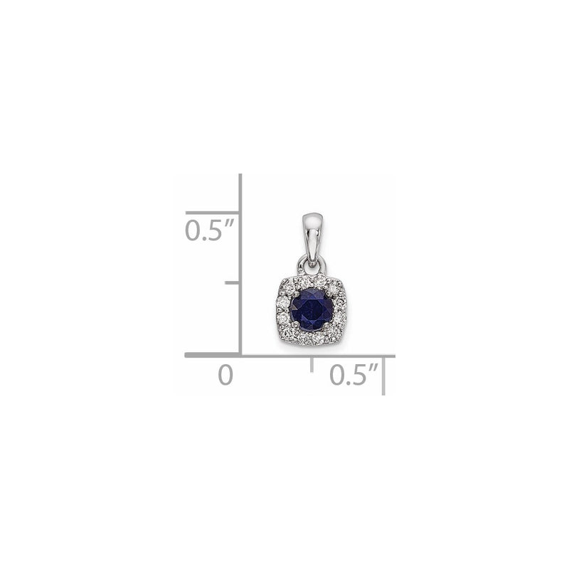 14k White Gold Real Diamond & Sapphire Pendant
