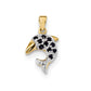 14K Gold with Diamond and Sapphire Dolphin Polished Pendant