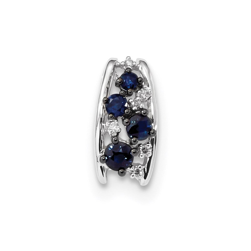14k White Gold Diamond and Sapphire Polished Chain Slide