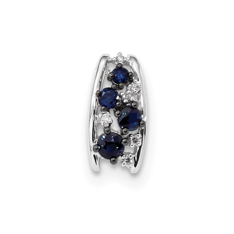 14k White Gold Diamond and Sapphire Polished Chain Slide