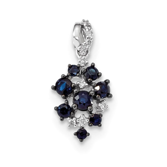 14k White Gold Diamond and Sapphire Polished Pendant