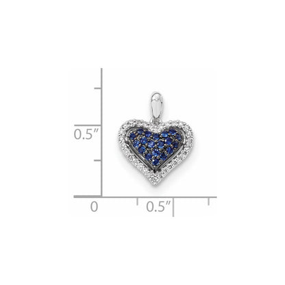 14k White Gold Diamond and Blue Sapphire Heart Pendant