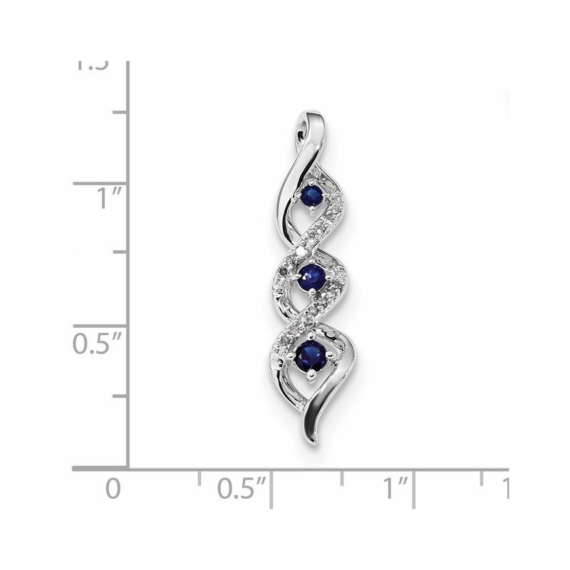 14k White Gold Real Diamond & Blue Sapphire Chain Slide