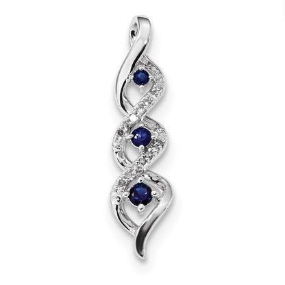 14k White Gold Real Diamond & Blue Sapphire Chain Slide