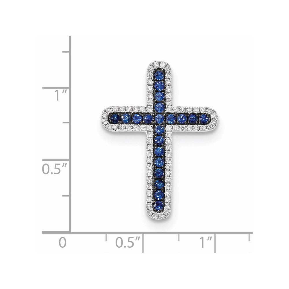 14k White Gold Diamond and Sapphire Cross Slide