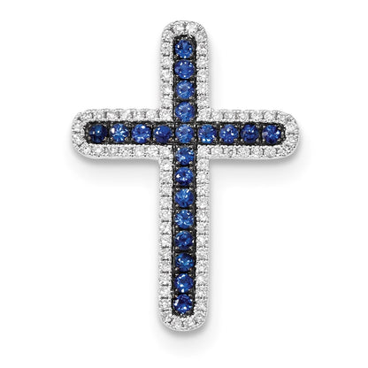 14k White Gold Diamond and Sapphire Cross Slide