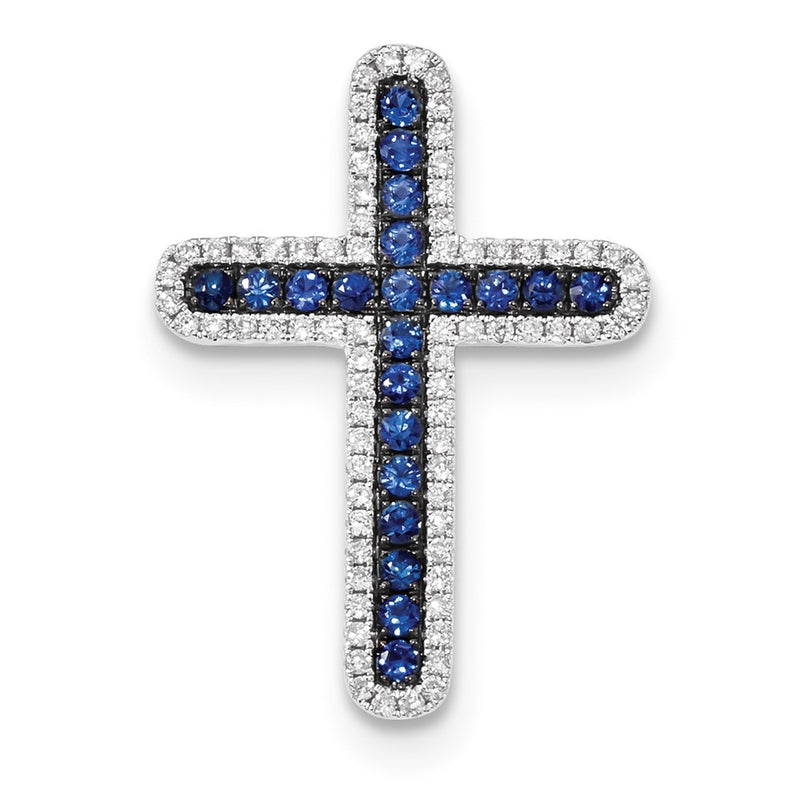14k White Gold Diamond and Sapphire Cross Slide