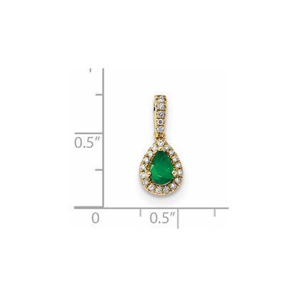 14K Yellow Gold w/ Emerald & Real Diamond Pendant