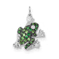 14k White Gold Diamond and Green Tsavorite Frog Pendant