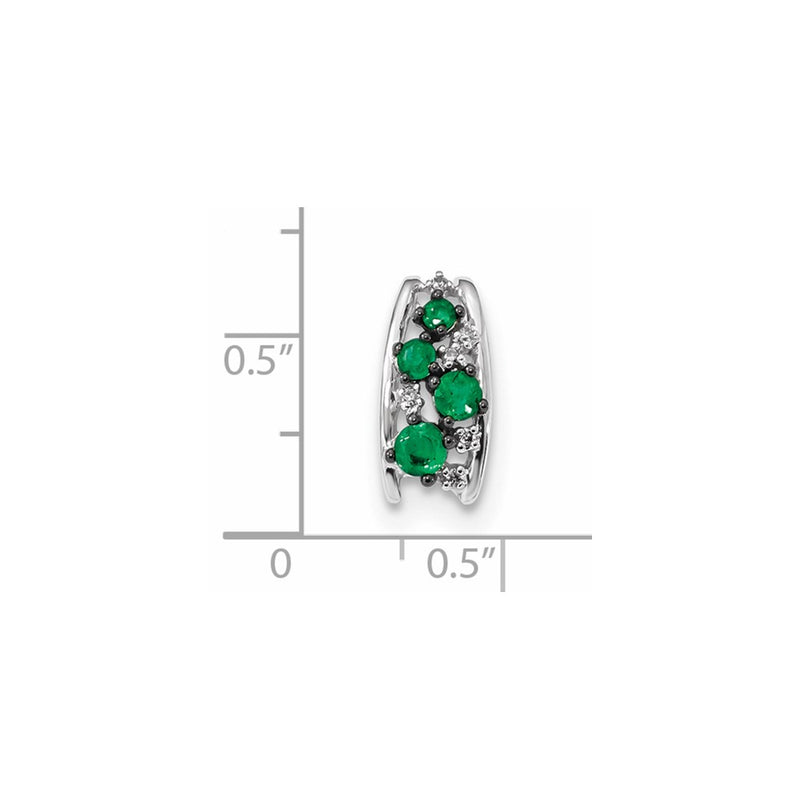 14k White Gold Real Diamond and Emerald Polished Chain Slide