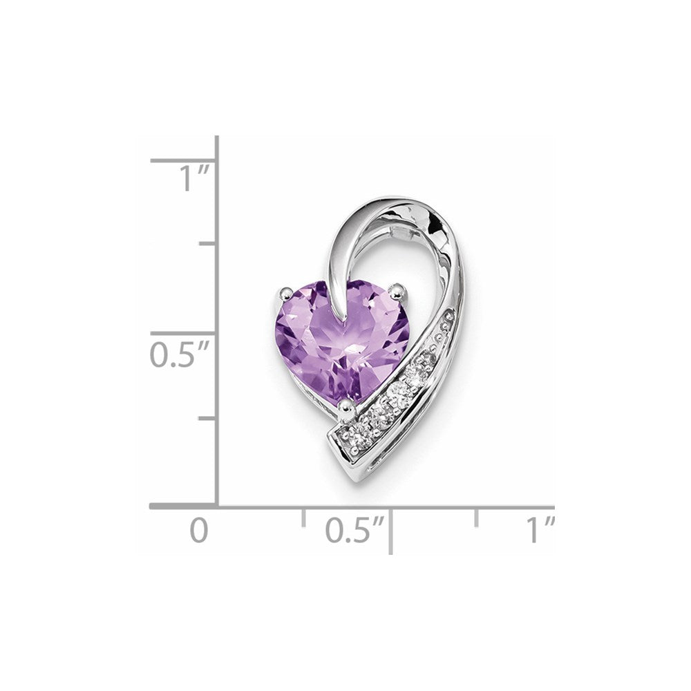 14k White Gold Real Diamond & Purple Quartz Chain Slide