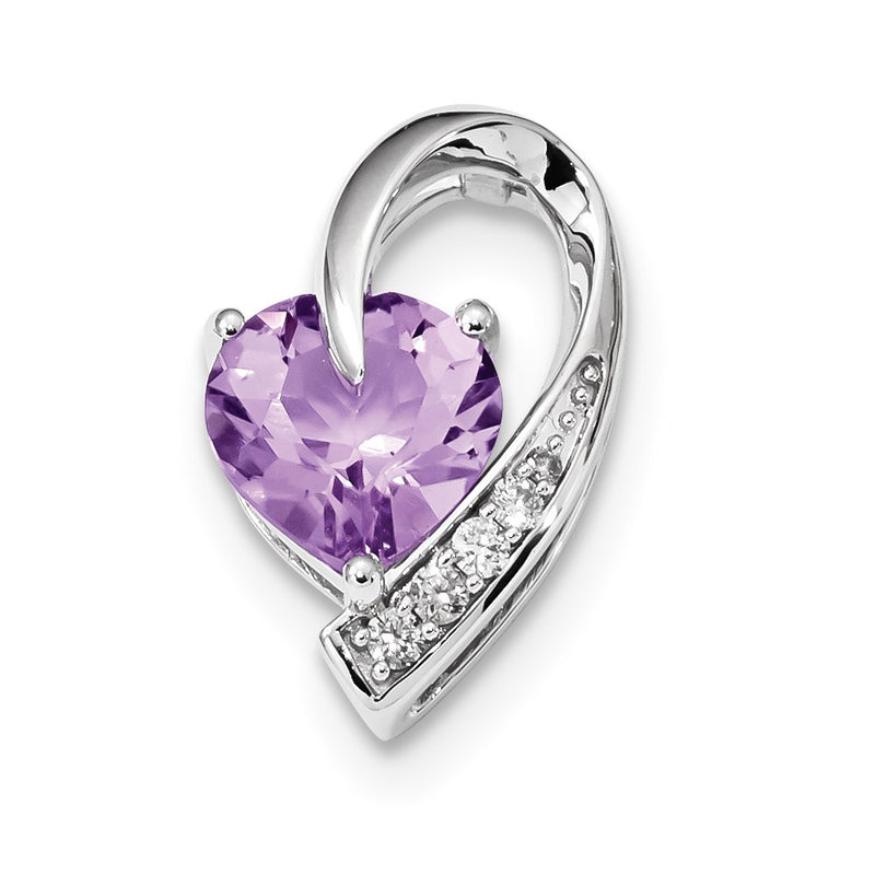 14k White Gold Real Diamond & Purple Quartz Chain Slide