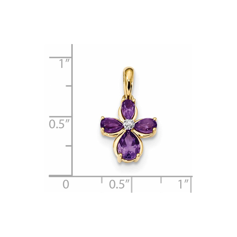 14K Yellow Gold Amethyst & Real Diamond Pendant