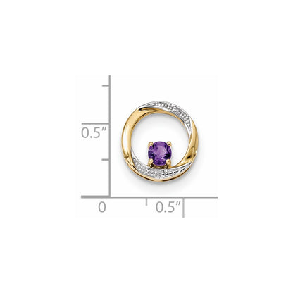 14k Amethyst and Diamond Polished Pendant