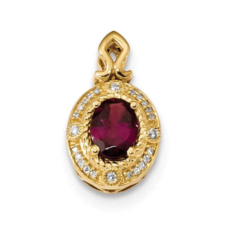 14k Yellow Gold Rhodolite & Diamond Pendant