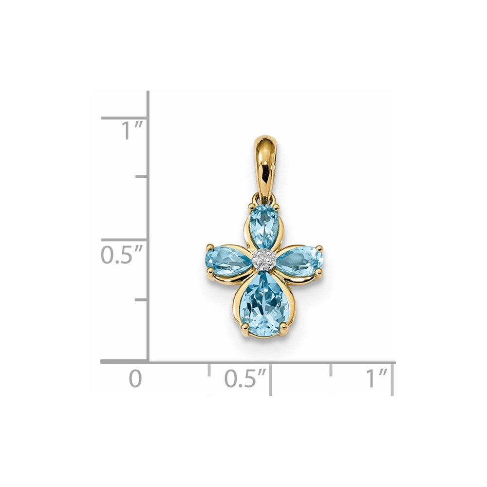 14k L. Swiss Blue Topaz and Diamond Pendant
