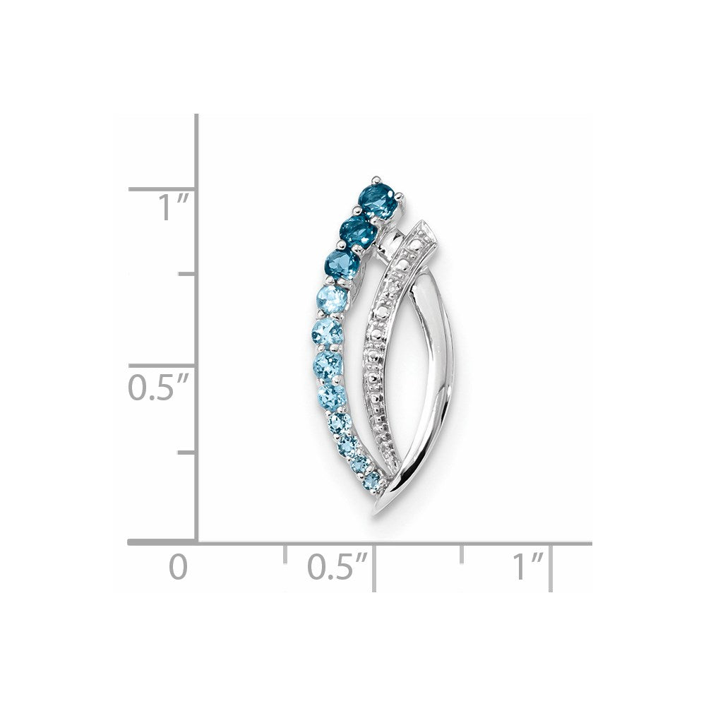 14K White Gold London/Swiss/Sky B.Topaz White Topaz & Real Diamond Pendant